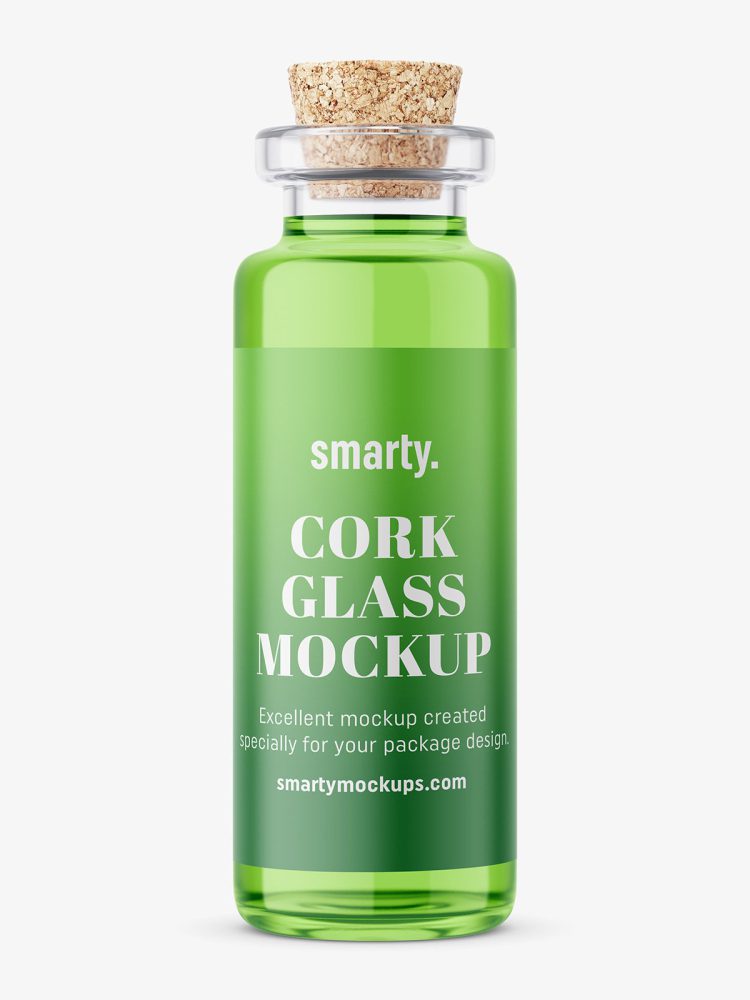 cork glass bottle mockup