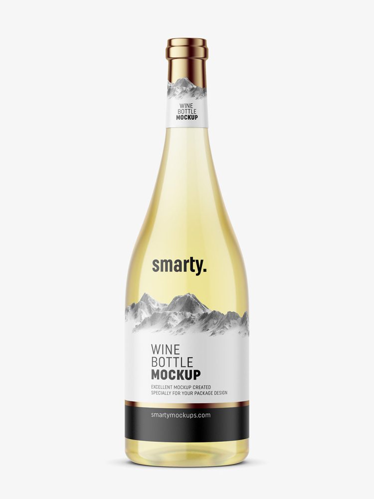 White wine bottle mockup
