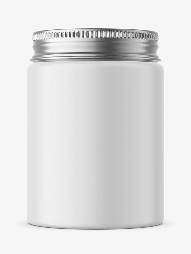Silver lid glossy jar