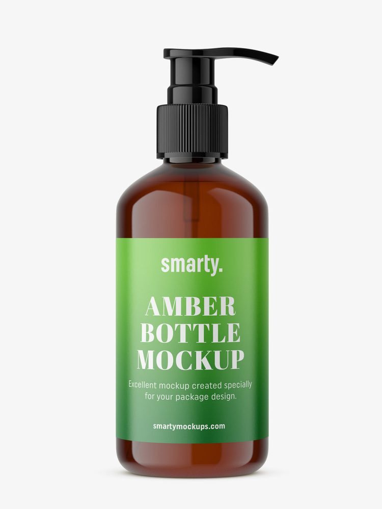 Amber dispenser bottle mockup