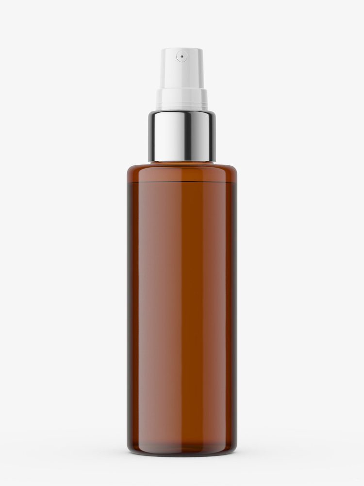 Atomizer bottle with silver top / amber