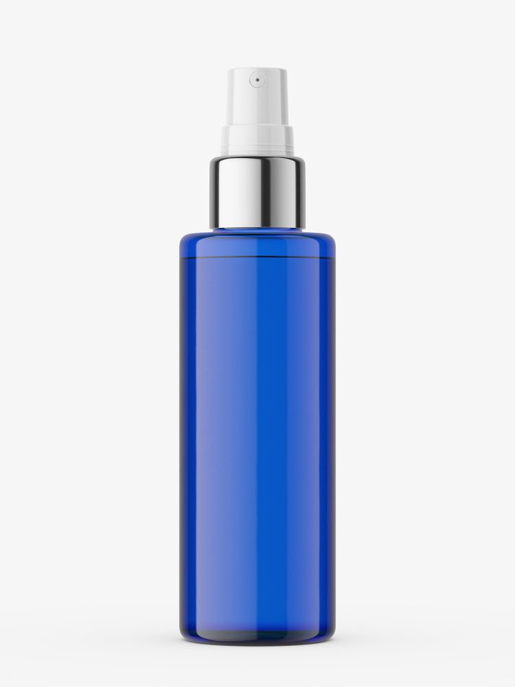 Atomizer bottle with silver top / cobalt
