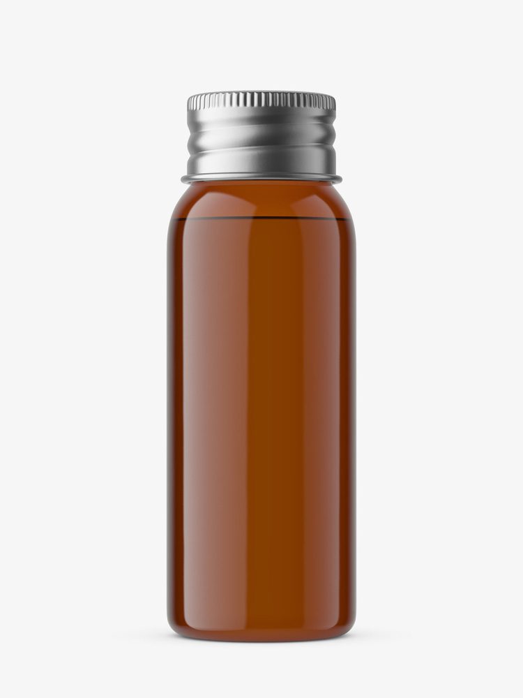 30 ml bottle with silver cap mockup / amber