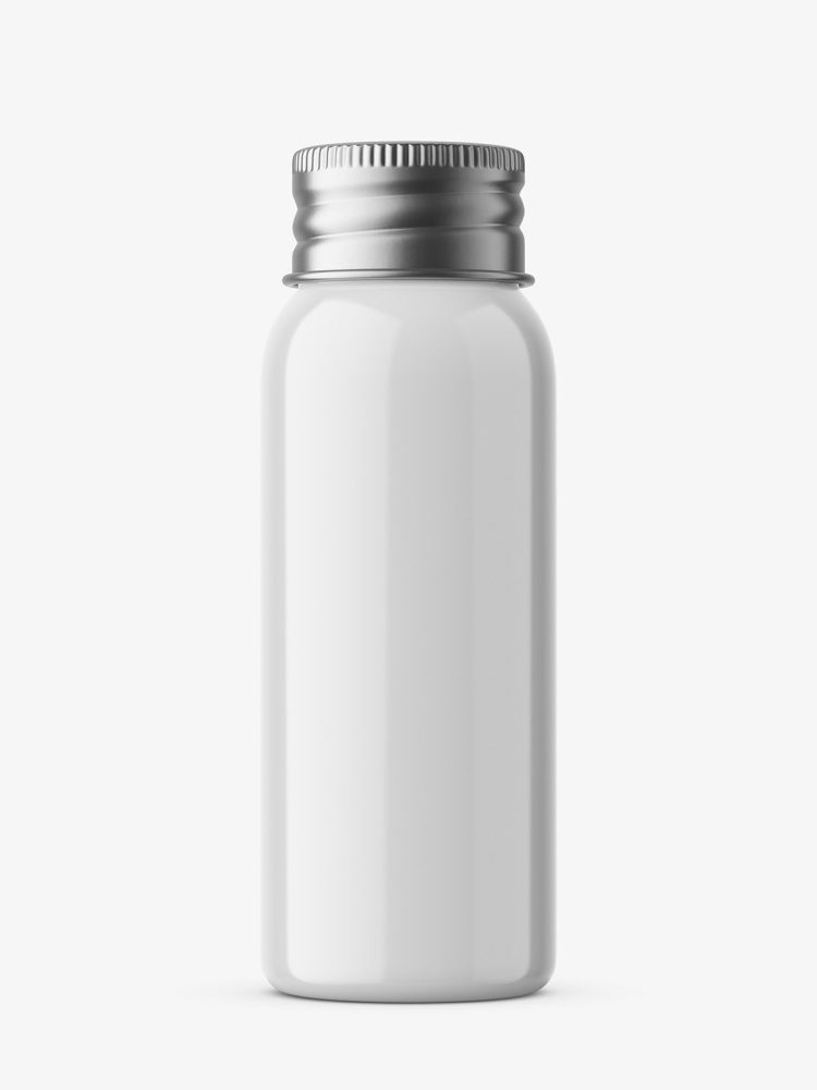 30 ml bottle with silver cap mockup / white