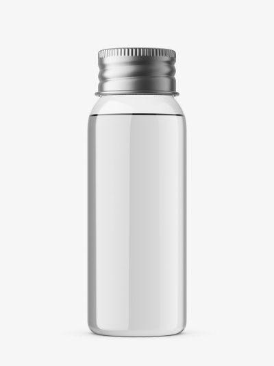 30 ml bottle with silver cap mockup / transparent
