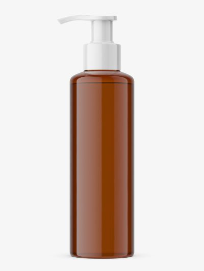 Amber bottle with pump mockup