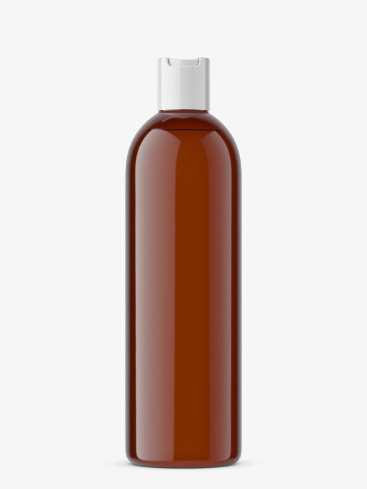 Bottle with disc top mockup / amber