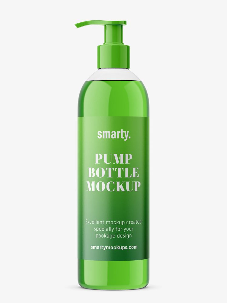 Bottle with pump mockup / transparent