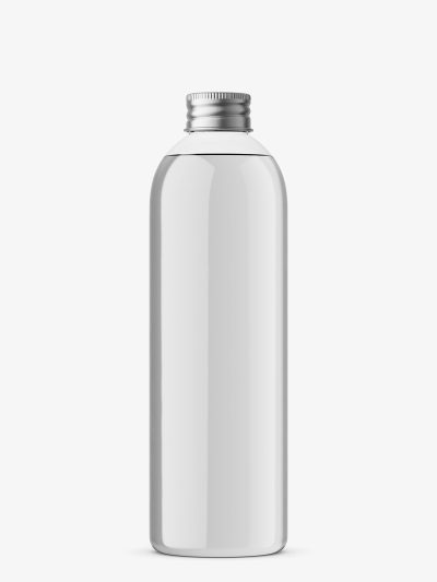Bottle with silver cap mockup / transparent