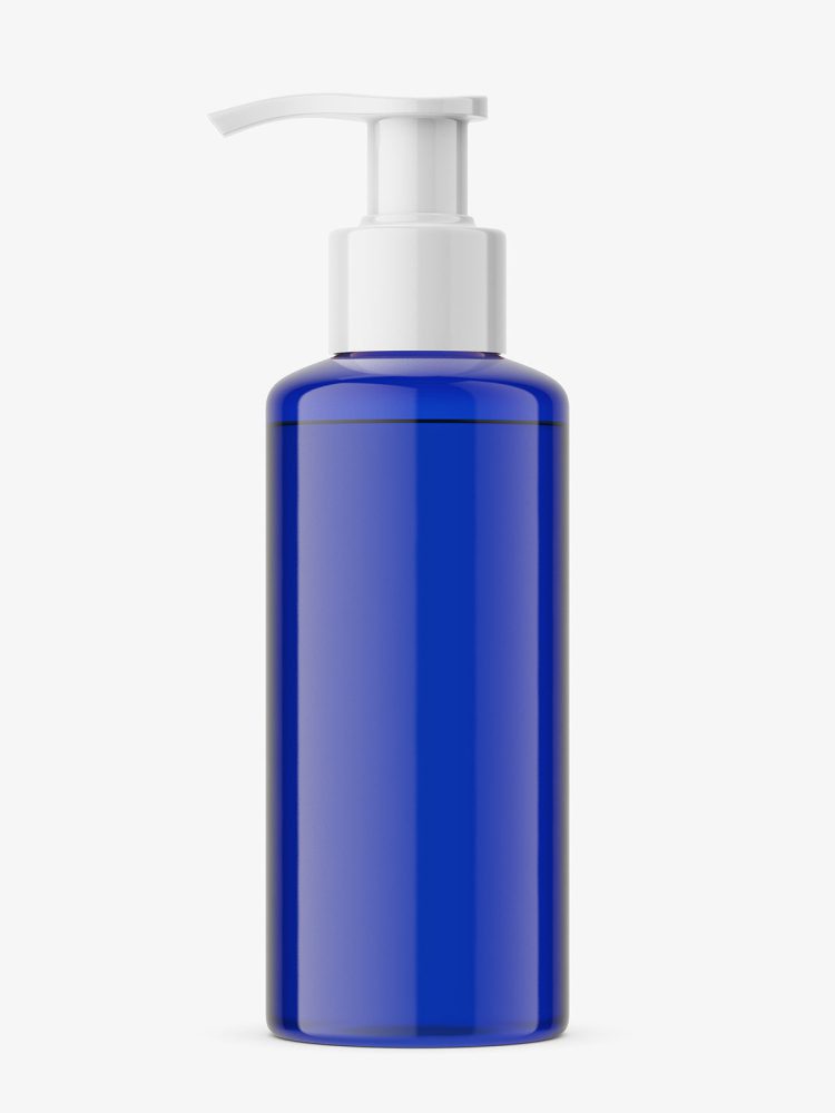 Cobalt bottle with pump mockup