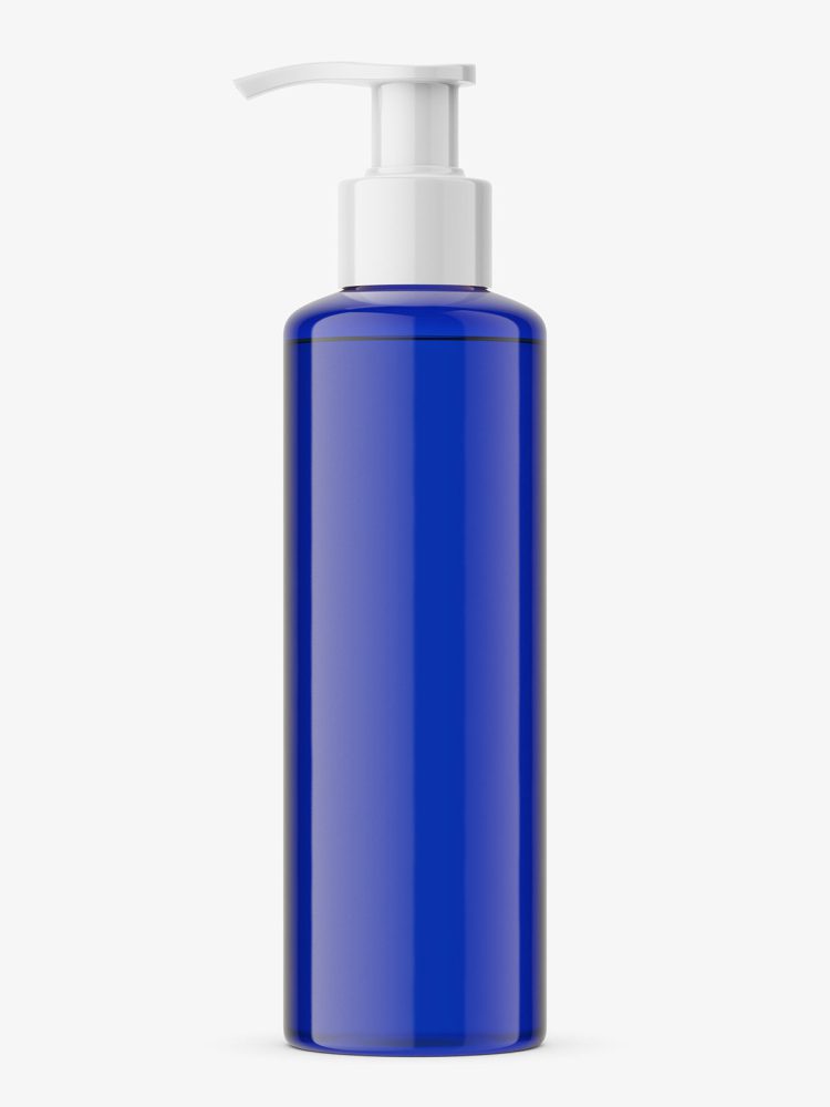Cobalt bottle with pump mockup