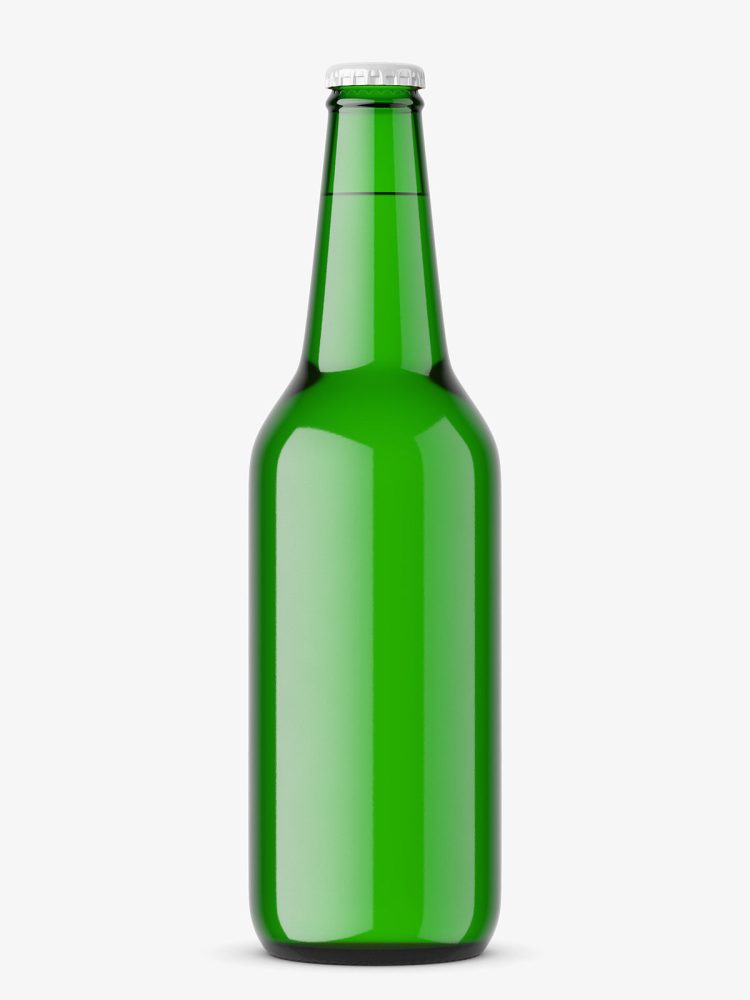 Beer bottle mockup / green