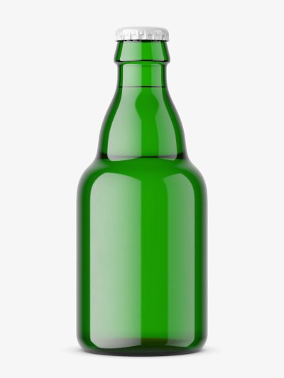 Small beer bottle mockup / green