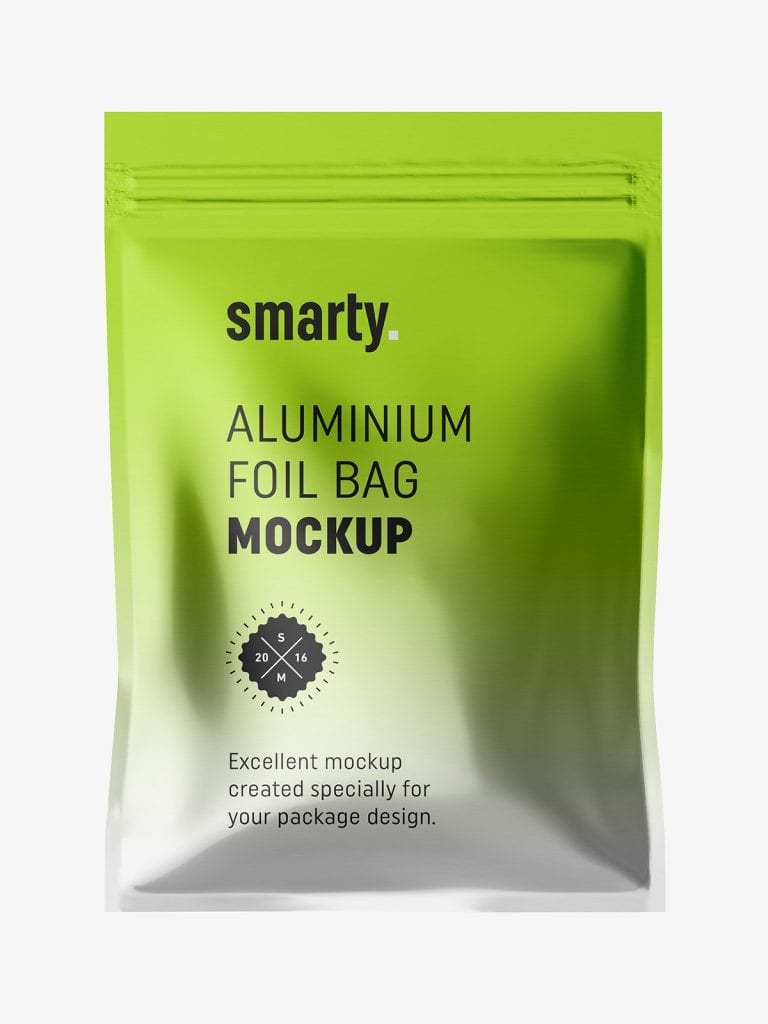 Aluminium foil bag mockup Smarty Mockups