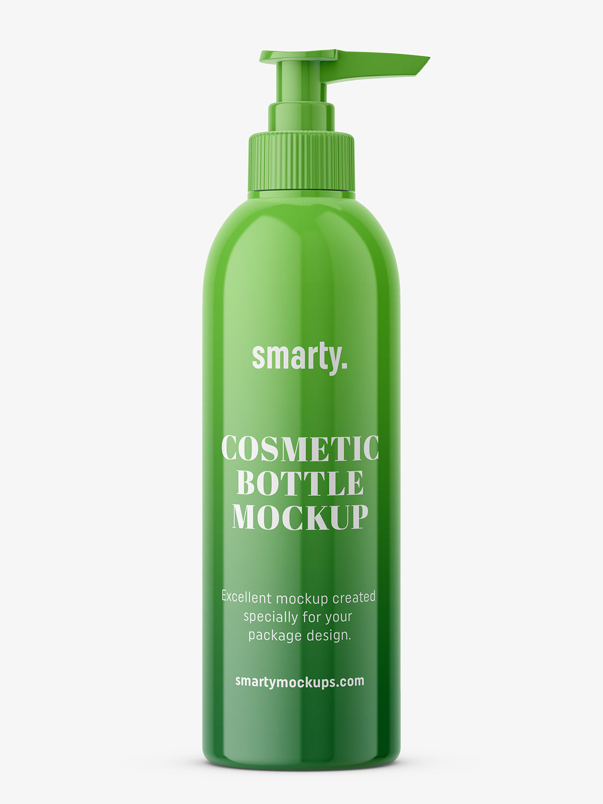 Glossy plastic bottle with pump mockup - Smarty Mockups