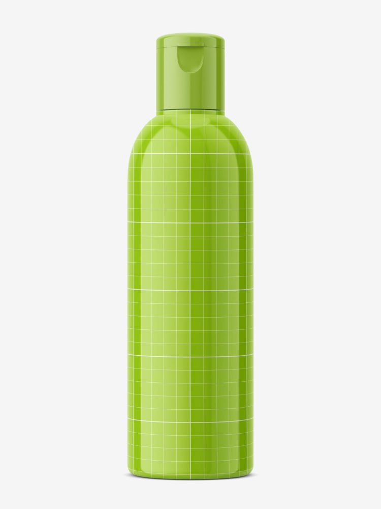 Glossy plastic bottle mockup