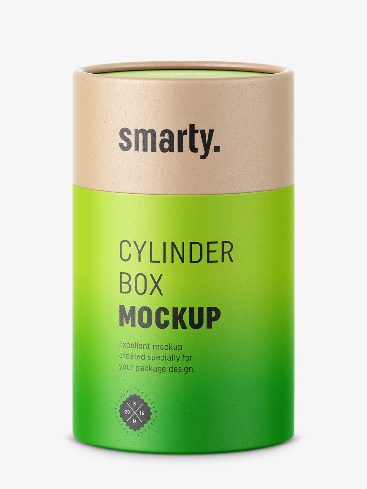 Cylinder cardboard box mockup