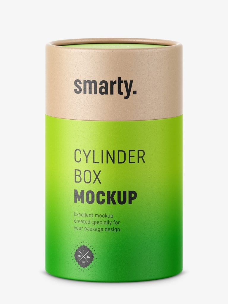 Cylinder cardboard box mockup - Smarty Mockups