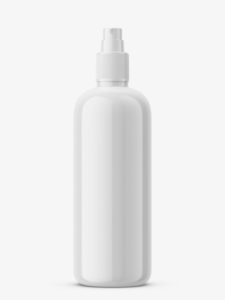 Glossy bottle with atomizer mockup