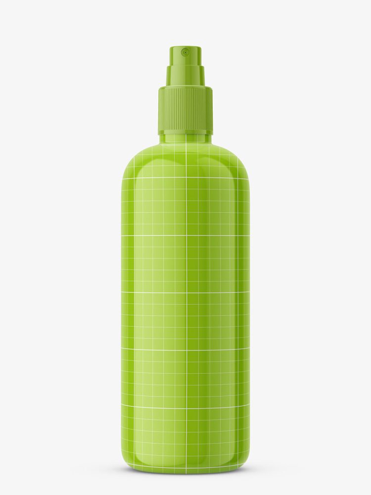Glossy bottle with atomizer mockup