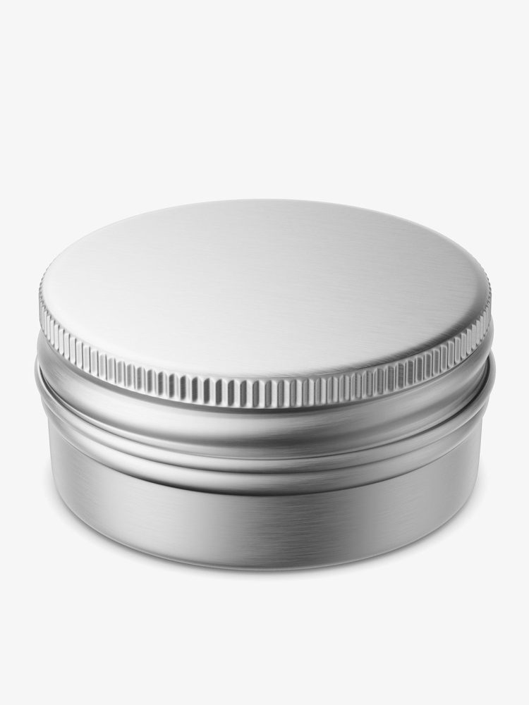 Small metallic tin jar mockup