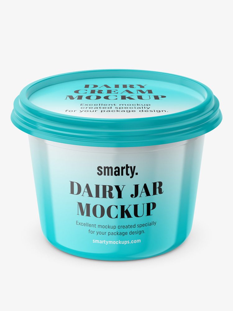 Glossy sour cream mockup / top view