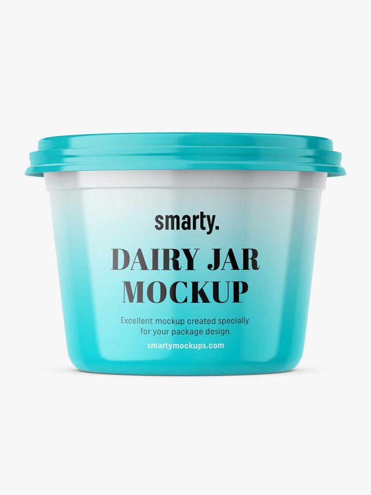 Glossy sour cream mockup / front view