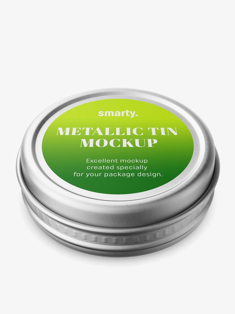 Small metallic tin jar mockup