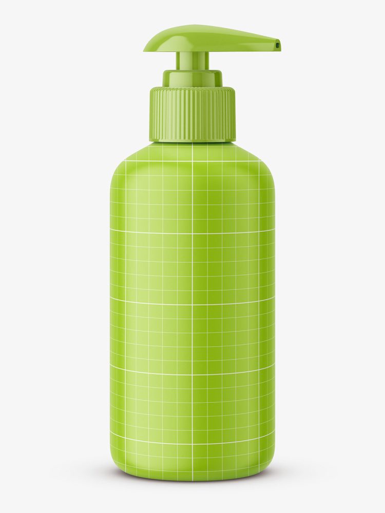 Brown soap bottle with pump mockup