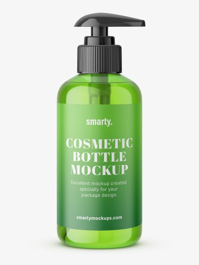 Green soap bottle with pump mockup - Smarty Mockups