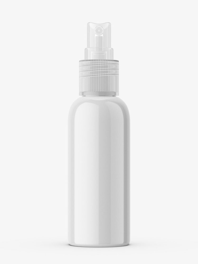 Glossy bottle with transparent atomizer mockup