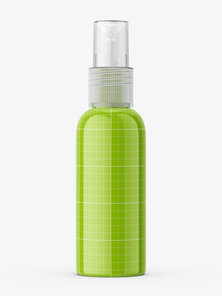 Glossy bottle with transparent atomizer mockup