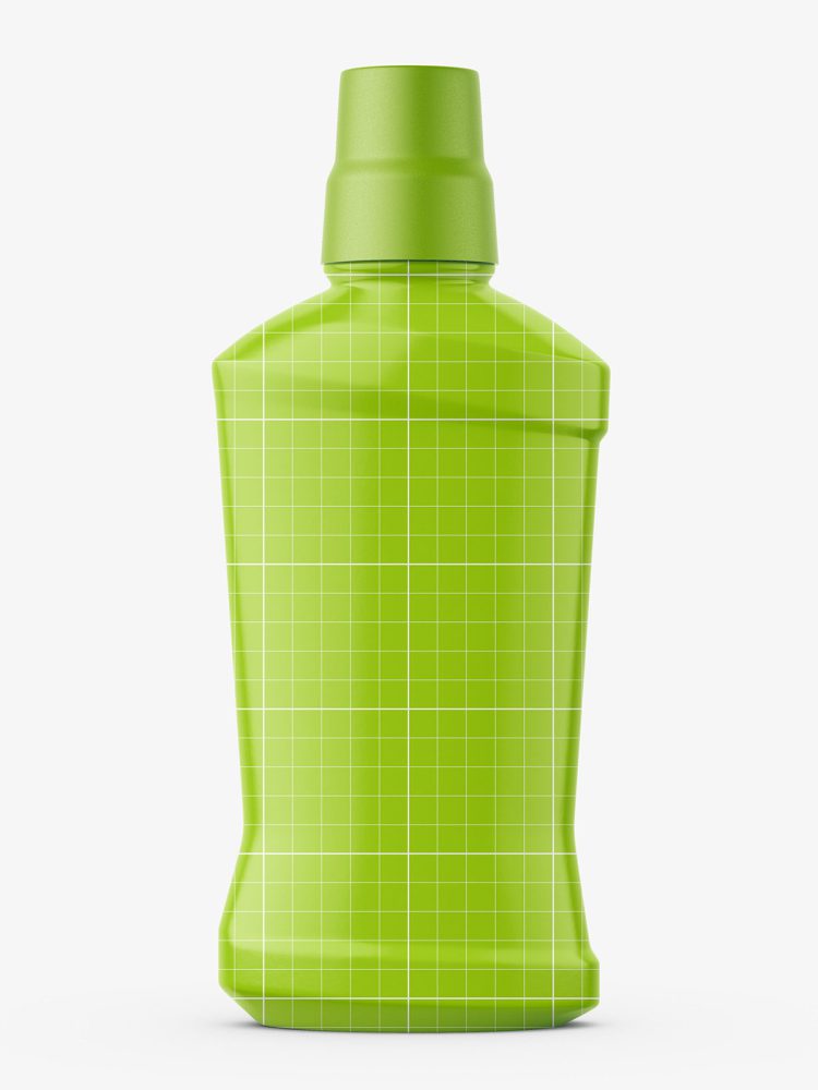 Transparent mouthwash bottle mockup
