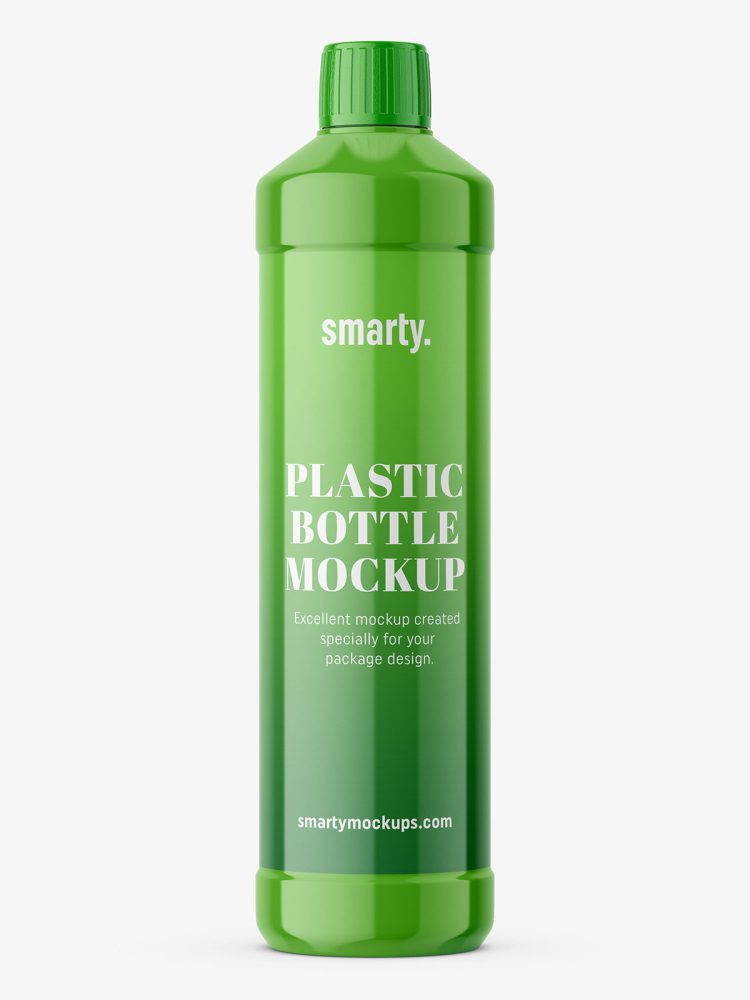 Plastic glossy bottle mockup