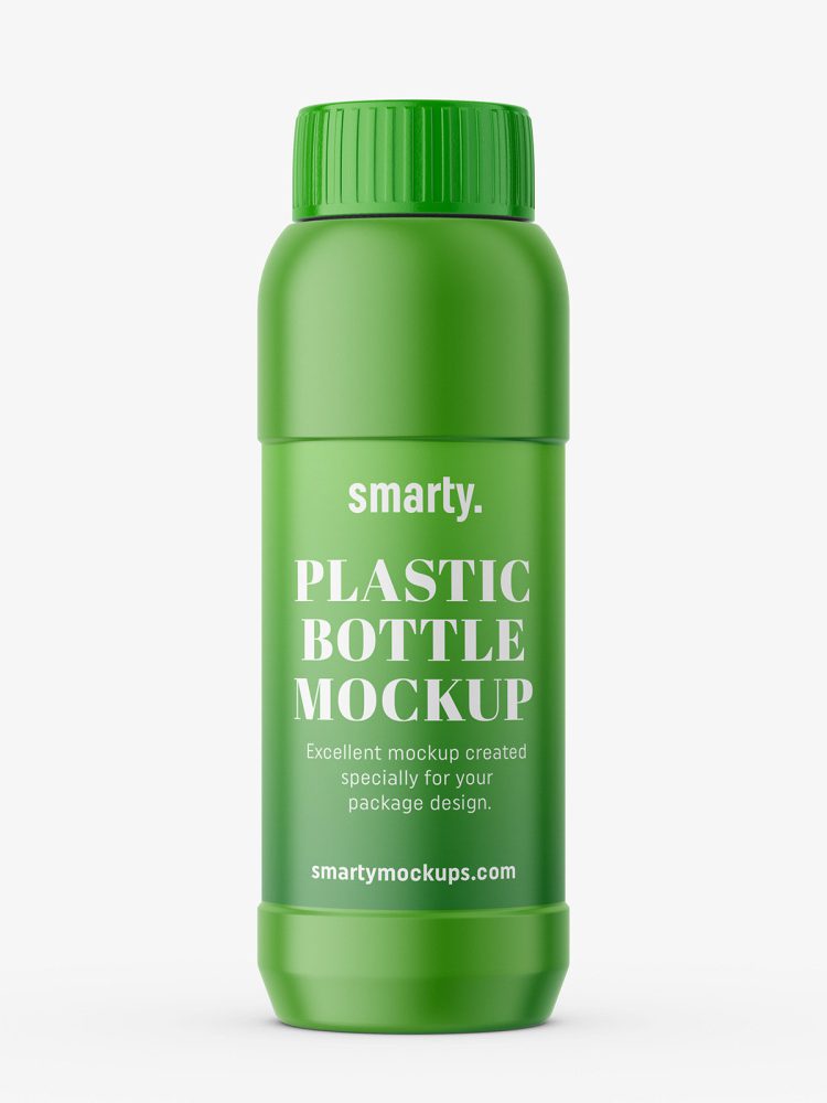 Round matt plastic bottle mockup