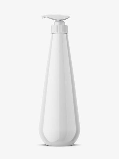 Curved bottle with pump / glossy