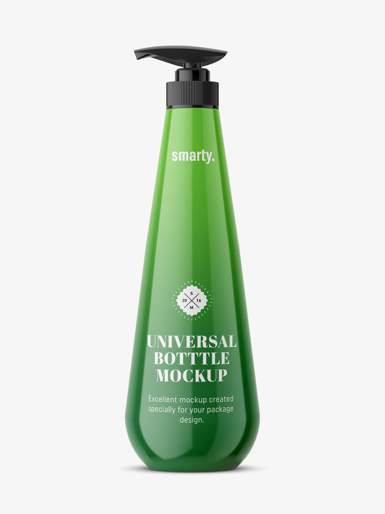 Curved bottle with pump / glossy