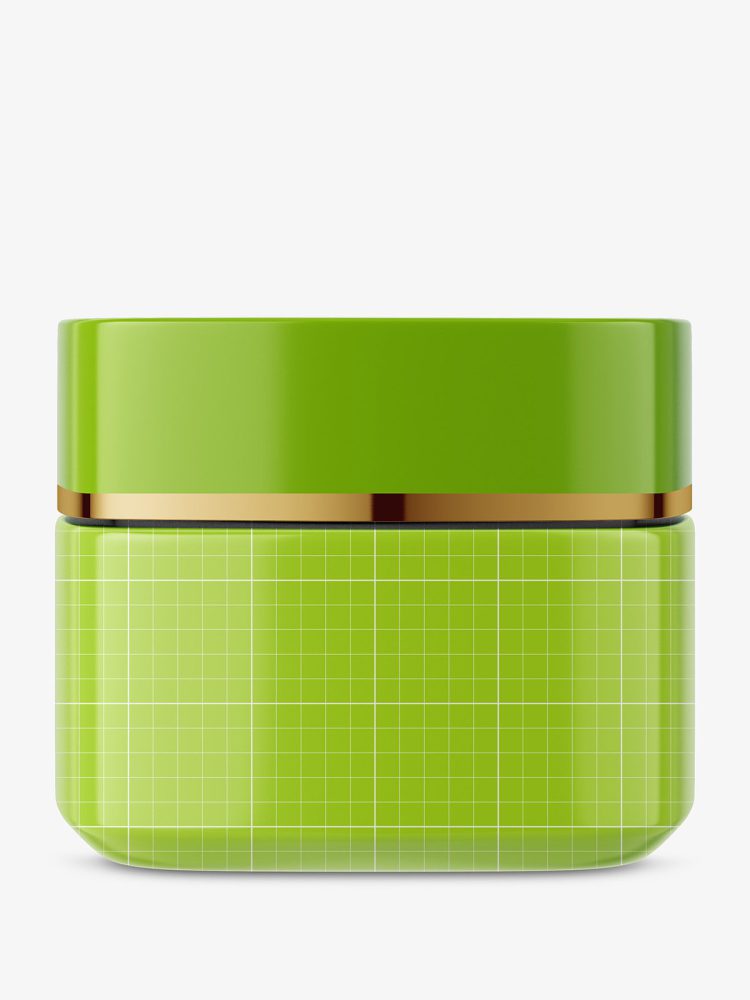 Square glass cosmetic jar / frosted