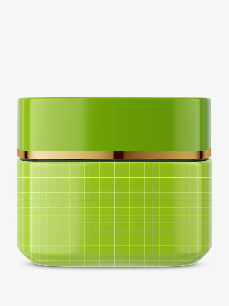 Square glass cosmetic jar