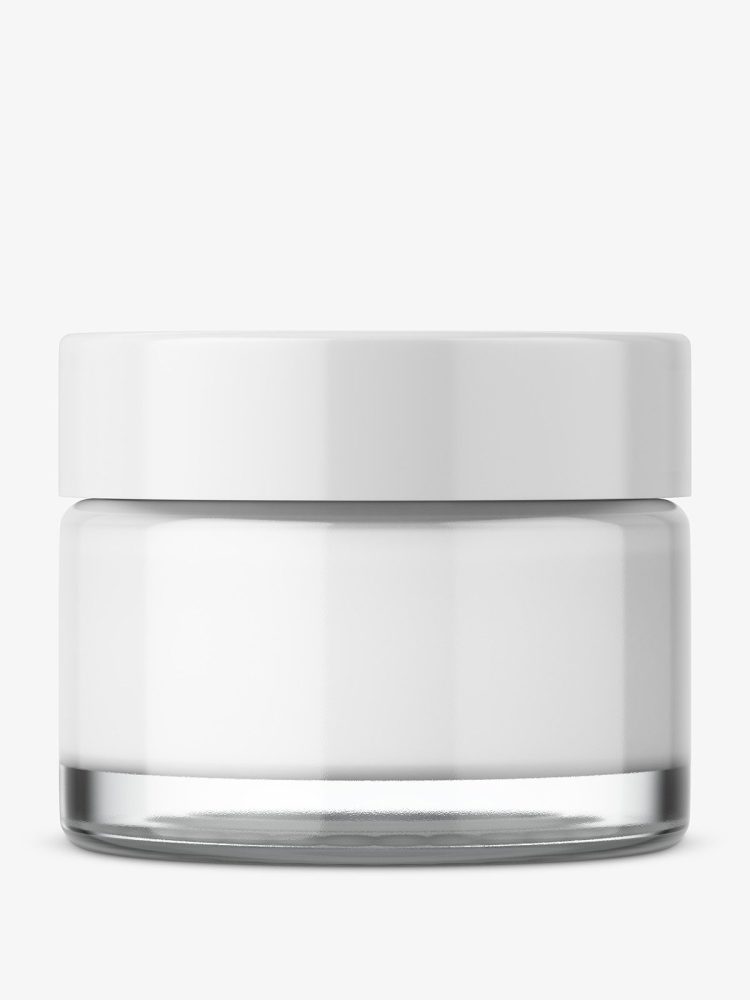 Round glass cosmetic jar
