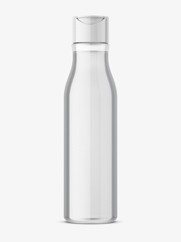 Transparent curved bottle mockup
