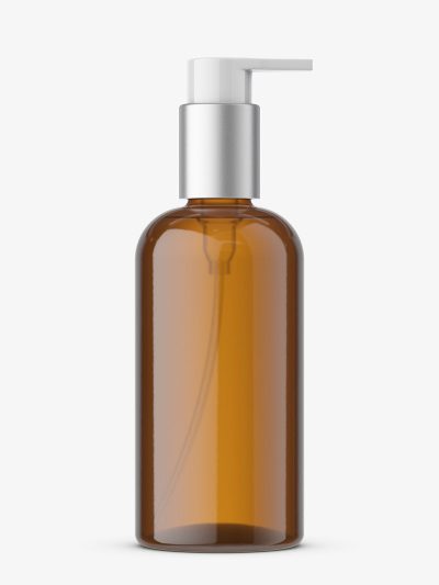 Bottle with elegant pump mockup / amber