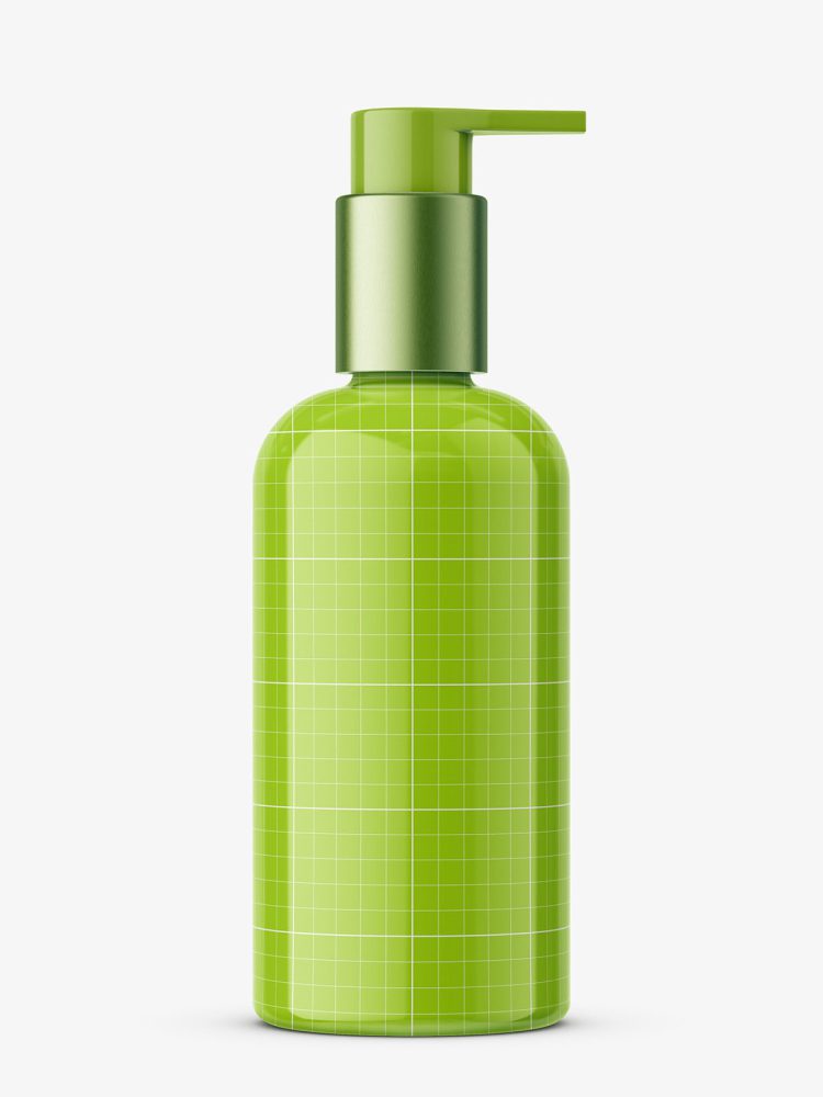 Bottle with elegant pump mockup / transparent