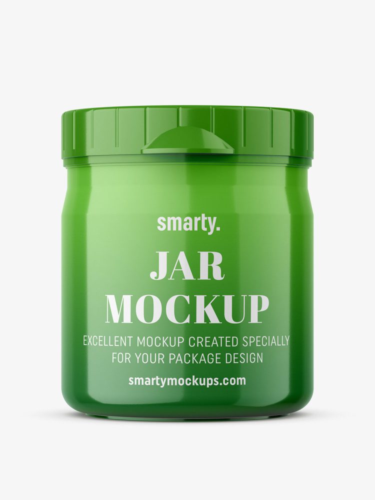 Small plastic jar mockup / glossy