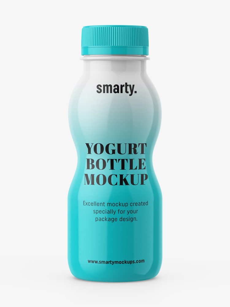 Glossy yogurt bottle mockup