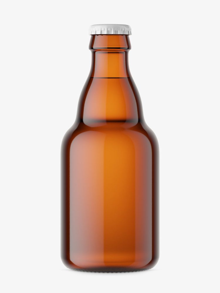 Small beer bottle mockup / brown