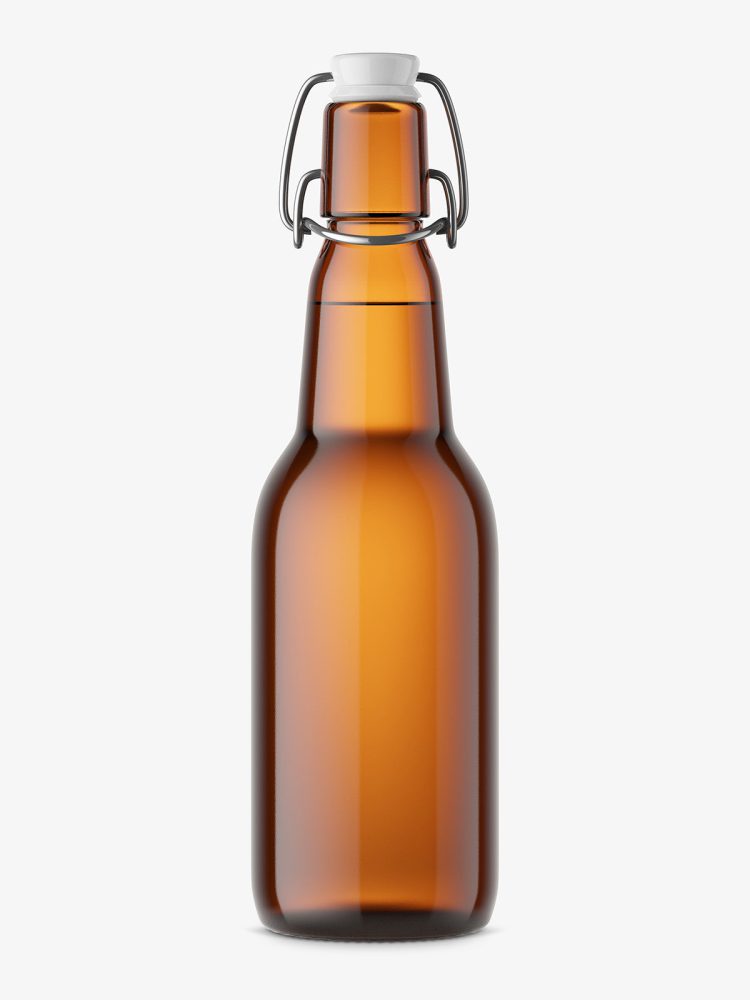 Beer bottle mockup with swing top / brown