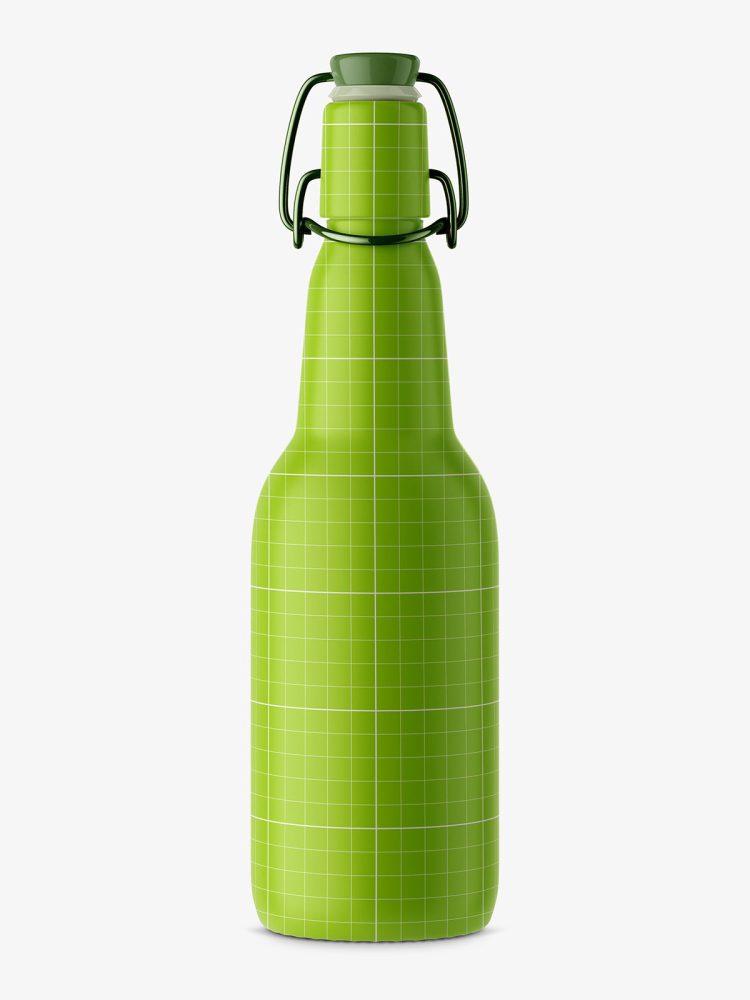 Beer bottle mockup with swing top / green