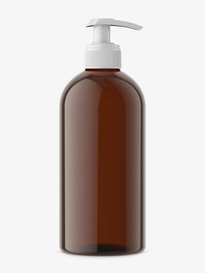 Universal amber bottle with pump mockup