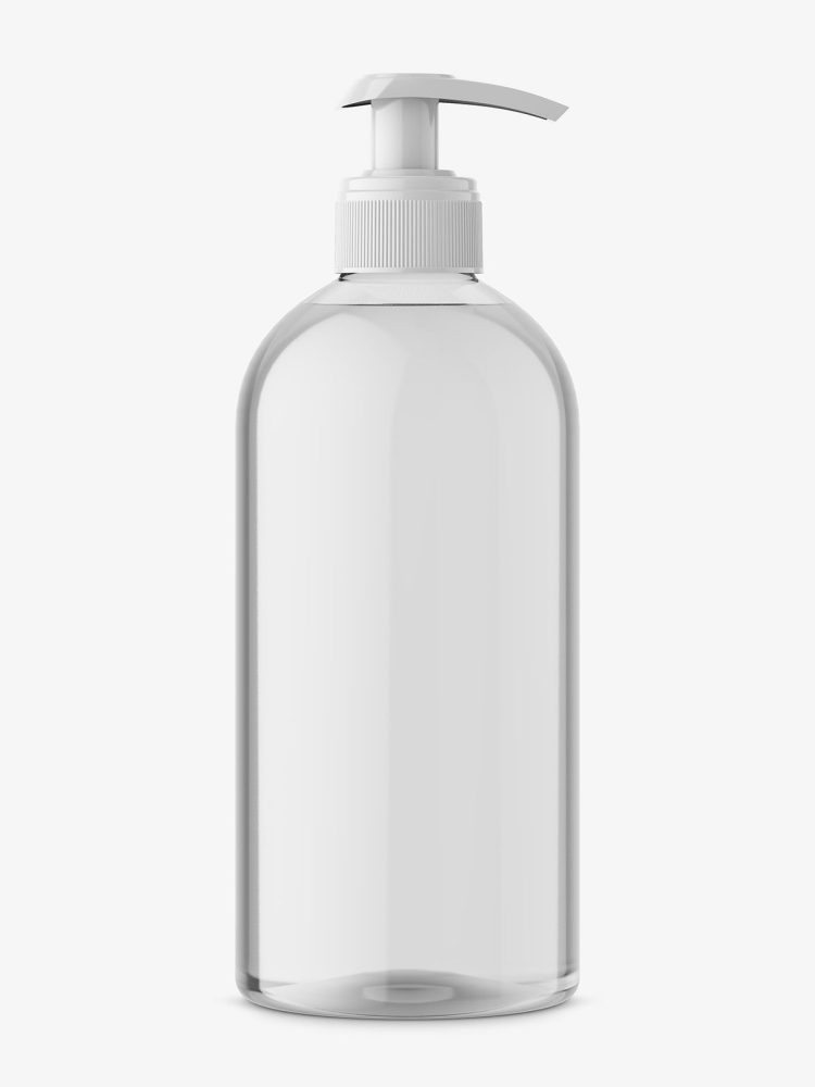 Universal transparent bottle with pump mockup